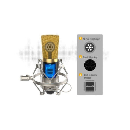 Audibax Berlin 1800 Gold Pro - Pack micro Estudio +Soporte + Antipop + Cables - Tempo Shop