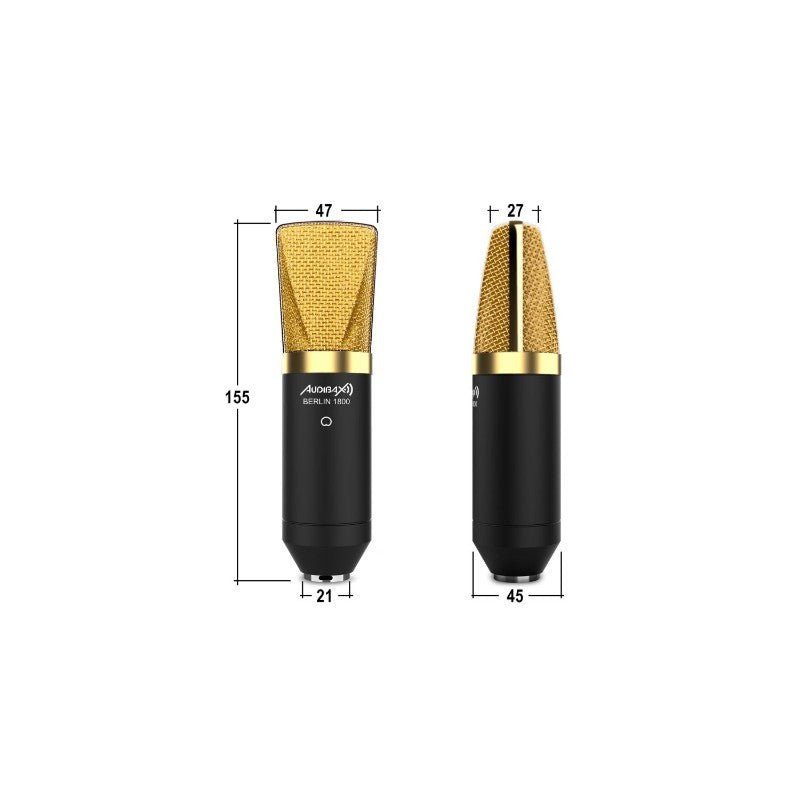 Audibax Berlin 1800 Gold Pro - Pack micro Estudio +Soporte + Antipop + Cables - Tempo Shop