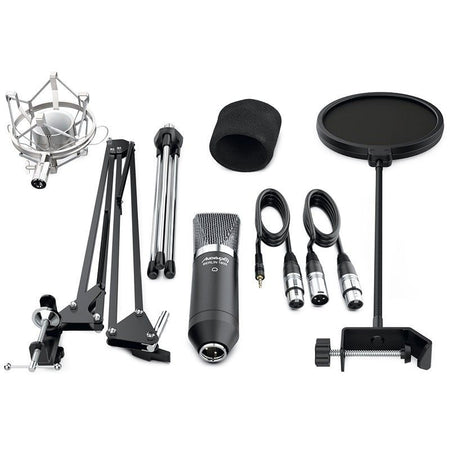 Audibax Berlin 1800 Silver Pro - Pack micro Estudio+ Soporte + Antipop + Cables - Tempo Shop