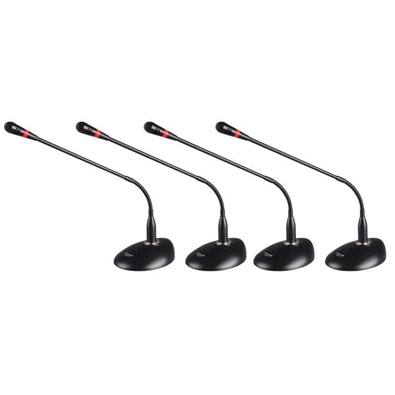 Audibax BMG20 Pack 4 Micrófonos de Conferencia - Sistema de condensador tipo cuello de cisne con base de sobremesa