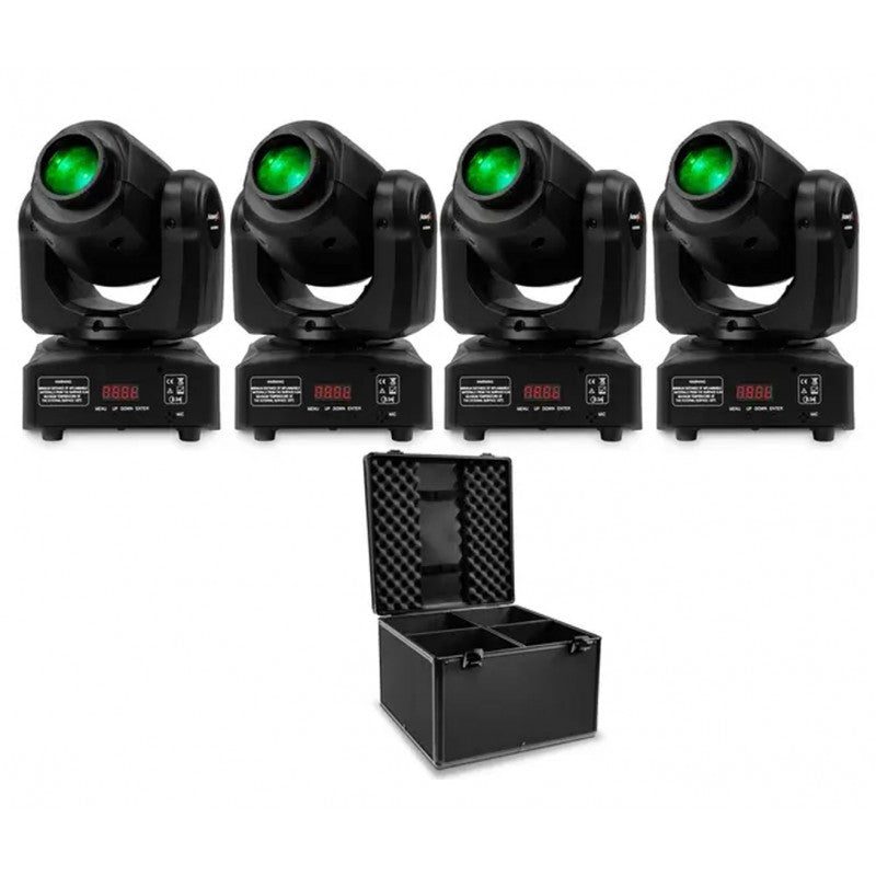 Audibax Boston 10 Kit PRO - 4 Cabezas Móviles Spot LED 10W con Flightcase - Tempo Shop
