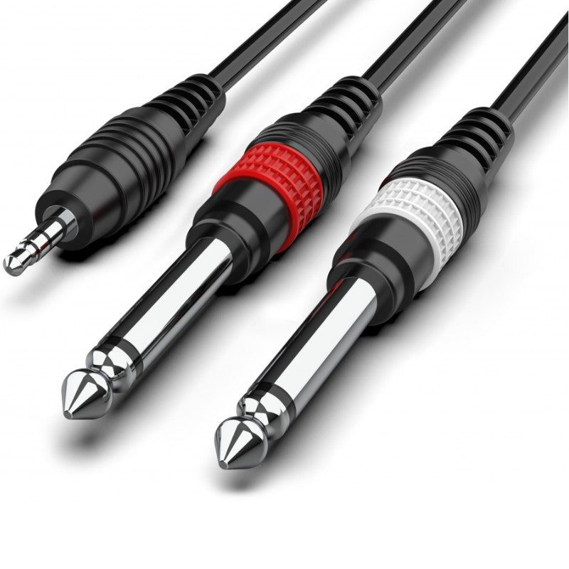 Audibax Bronze 10093063 - Cable Minijack Stereo a 2 Jack Mono 3m Negro - Tempo Shop