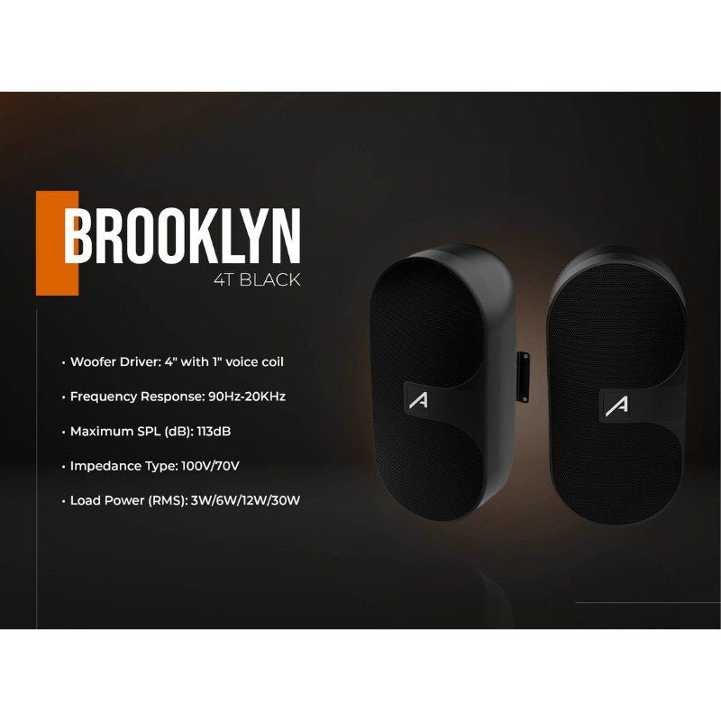 Audibax Brooklyn 4T BK - Pareja Altavoces Pasivos Potencia RMS 100V - 3W/6W/15W/30W - Tempo Shop