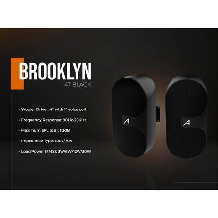 Audibax Brooklyn 4T BK - Pareja Altavoces Pasivos Potencia RMS 100V - 3W/6W/15W/30W - Tempo Shop