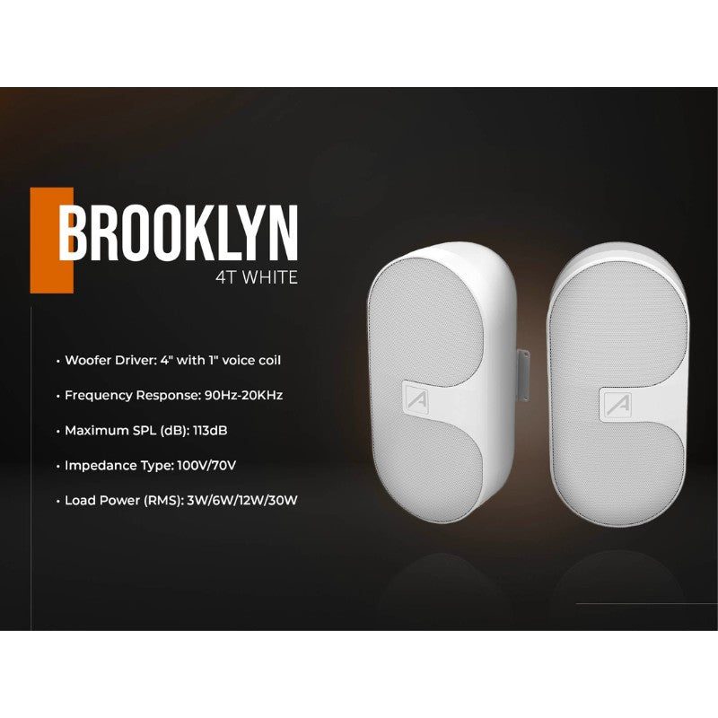 Audibax Brooklyn 4T WH - Pareja Altavoces Pasivos Potencia RMS 100V - 3W/6W/15W/30W - Tempo Shop