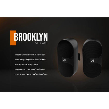 Audibax Brooklyn 5T BK - Pareja Altavoces Pasivos Potencia RMS 100V - 3W/6W/15W/30W - Tempo Shop