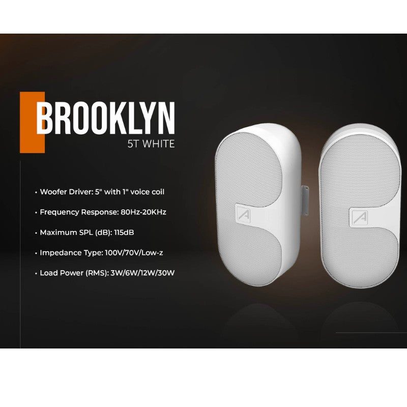 Audibax Brooklyn 5T WH - Pareja Altavoces Pasivos Potencia RMS 100V - 3W/6W/15W/30W - Tempo Shop
