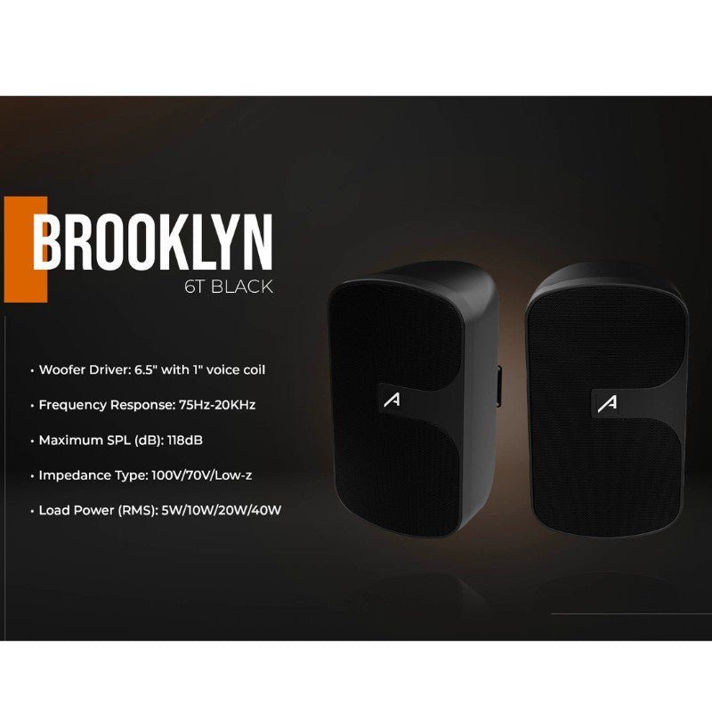 Audibax Brooklyn 6T BK - Pareja Altavoces Pasivos Potencia RMS 100V - 5W/10W/20W/40W - Tempo Shop