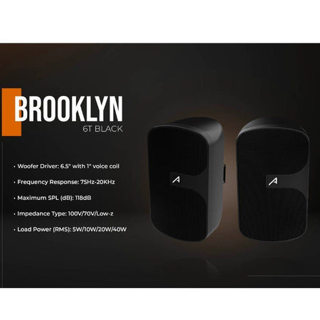 Audibax Brooklyn 6T BK - Pareja Altavoces Pasivos Potencia RMS 100V - 5W/10W/20W/40W - Tempo Shop
