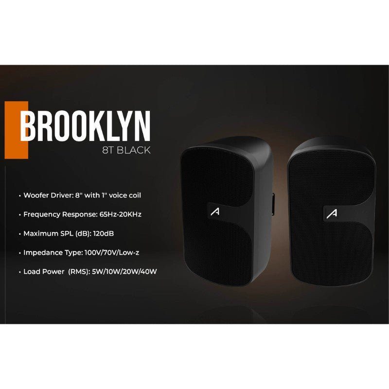 Audibax Brooklyn 8T BK - Pareja Altavoces Pasivos Potencia RMS 100V - 5W/10W/20W/40W - Tempo Shop