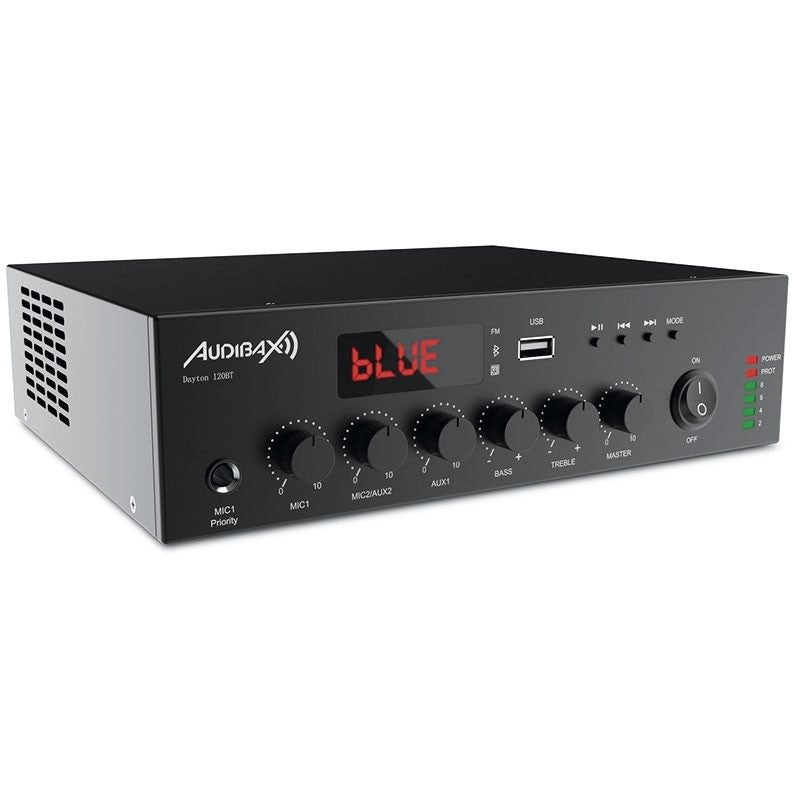 Audibax Dayton 120BT - Amplificador Línea de 100V y 4 - 16 Ω - 120W con USB, FM y Bluetooth - Tempo Shop