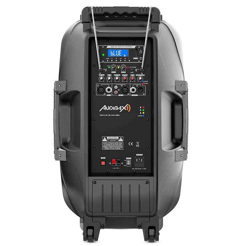 Audibax Denver 15 Malibu - Altavoz Activo PA 15" PA con Batería y Efectos LED + 2 Micros + Mando - Tempo Shop