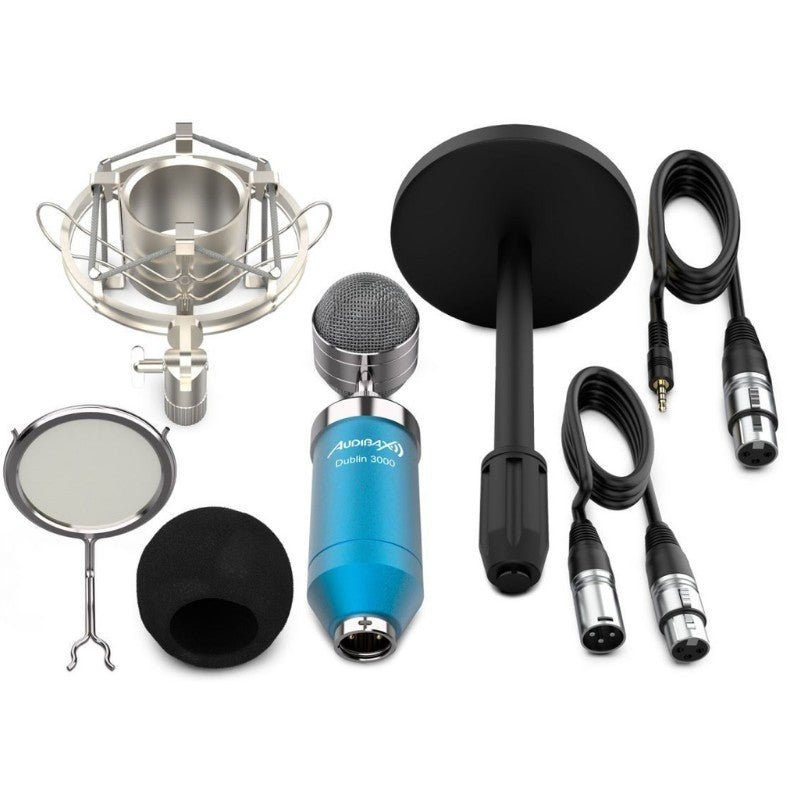 Audibax Dublin 3000 Blue - Pack Micrófono Studio Gran Diafragma - Tempo Shop