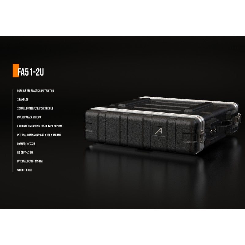 Audibax FA51-2U - Estuche Rack Flightcase 19" de Polietileno (PE) - Tempo Shop