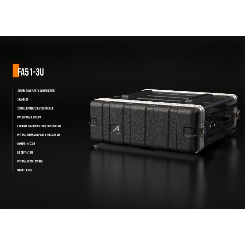 Audibax FA51-3U - Rack Case Flightcase de 19" en Polietileno de Alta Resistencia (3 Unidades) - Tempo Shop