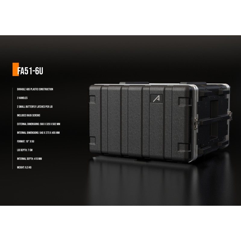 Audibax FA51-6U - Flightcase Rack de 19 Pulgadas en Polietileno (PE) para Equipo de Audio Profesional - Tempo Shop