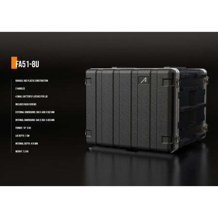 Audibax FA51-8U - Estuche Rack Flightcase de 19" y 8 Unidades en Polietileno - Tempo Shop