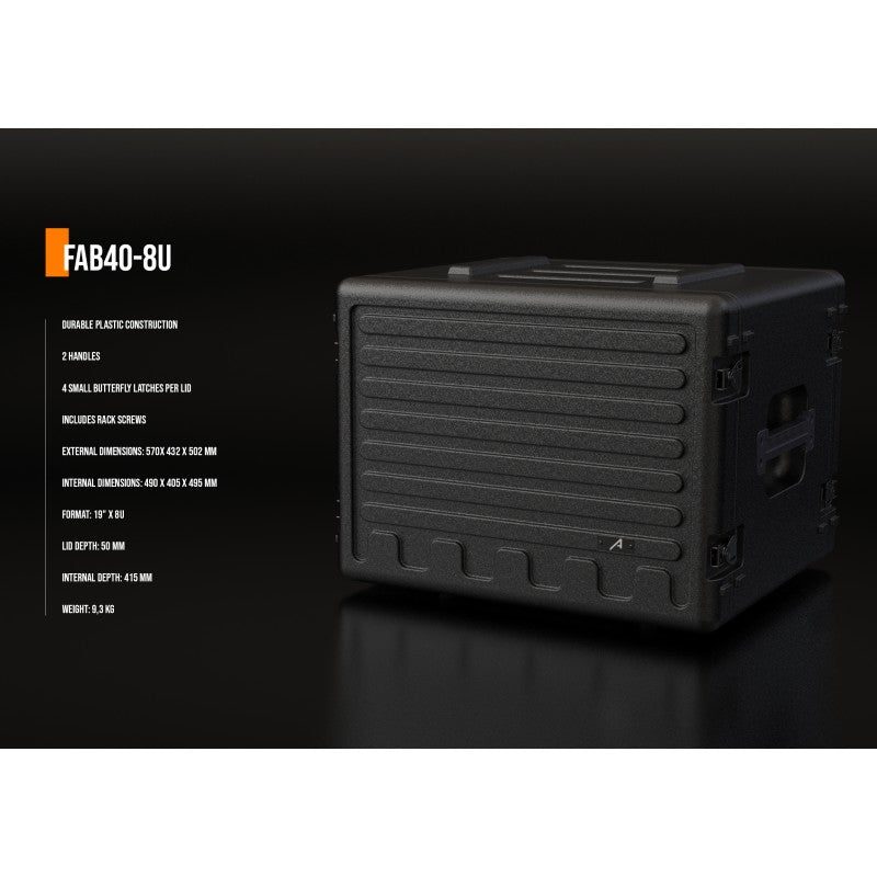 Audibax FAB40-8U - Flightcase Rack de 19" y 8 Unidades en PE - Tempo Shop