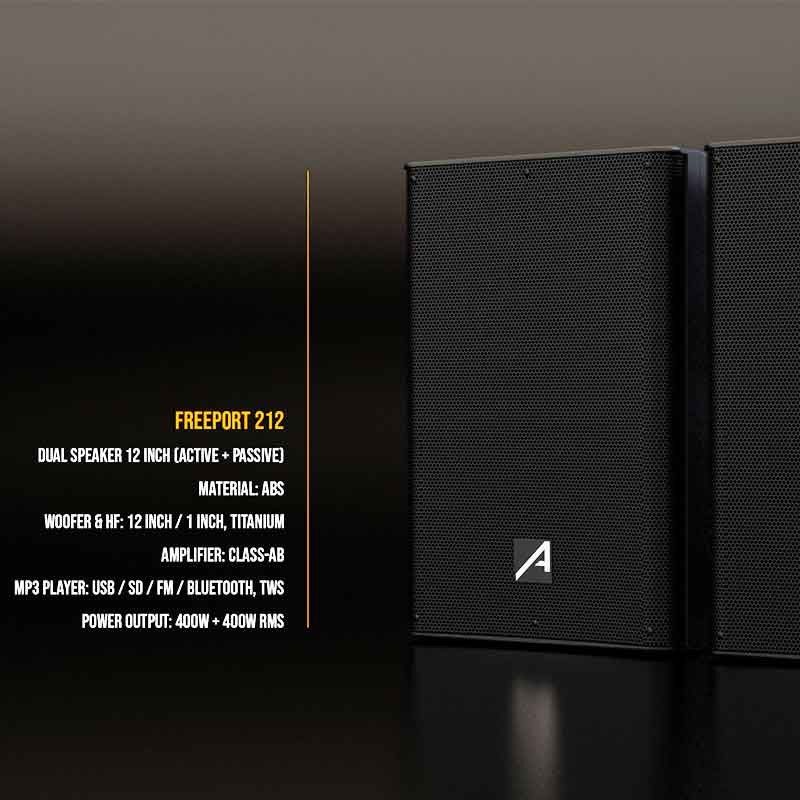 Audibax Freeport 212 - Set 2 Altavoces 12 Bluetooth 400W + 400W - Tempo Shop