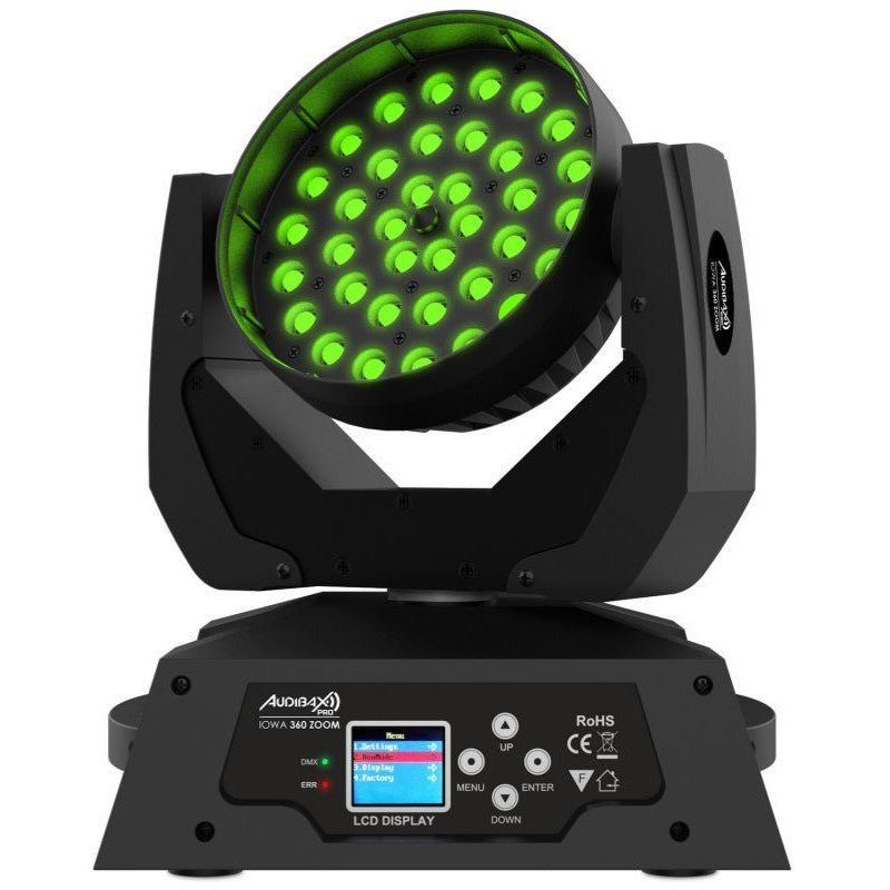 Audibax 10242473 - Kit 2 Cabezas Audibax Iowa 360 Zoom 2 Unidades + Flightcase Doble a Medida - Tempo Shop