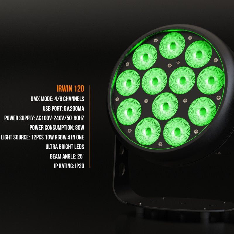 Audibax Irwin 120 - Foco Par LED 120w RGBW 4in1 - Tempo Shop