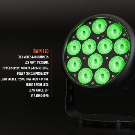 Audibax Irwin 120 - Foco Par LED 120w RGBW 4in1 - Tempo Shop