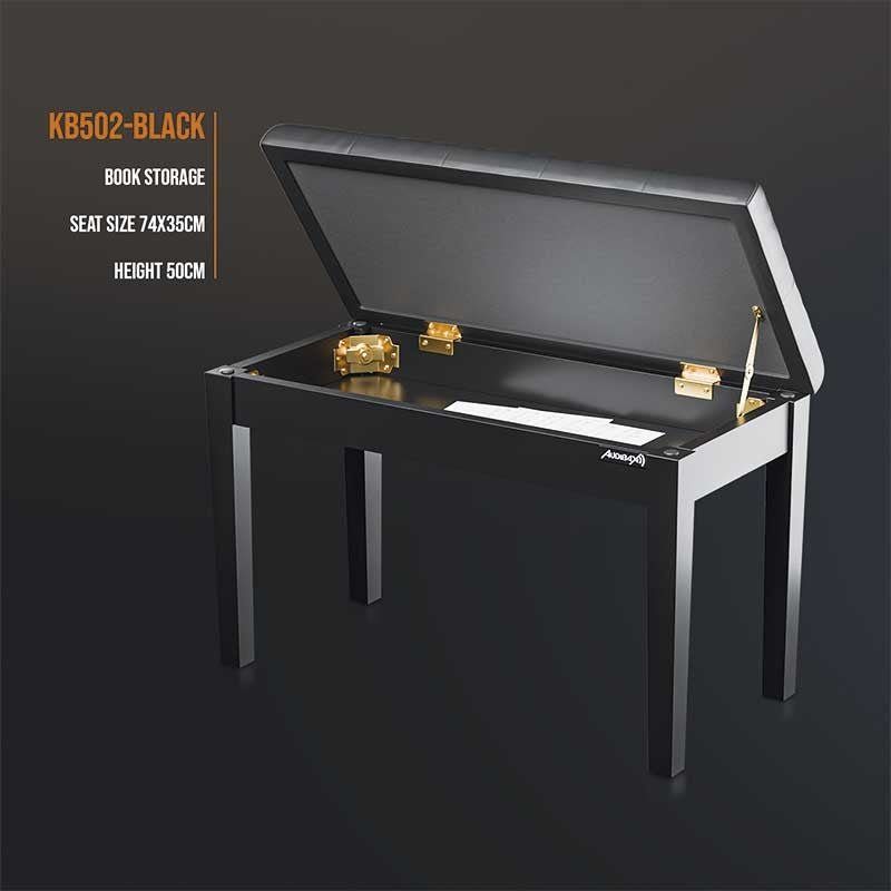 Audibax KB502 - Banqueta Doble Piano/Teclado con Compartimento Negro - Tempo Shop