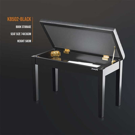 Audibax KB502 - Banqueta Doble Piano/Teclado con Compartimento Negro - Tempo Shop