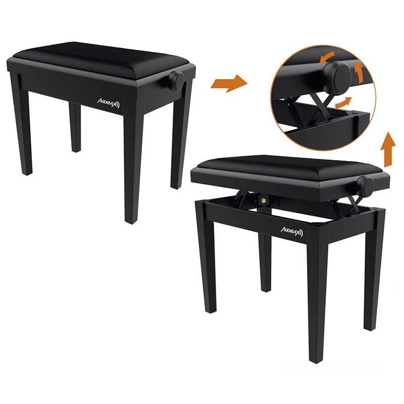 Audibax KB600 Black - Banco para Piano Teclado Ajustable Regulable Acolchado - Tempo Shop