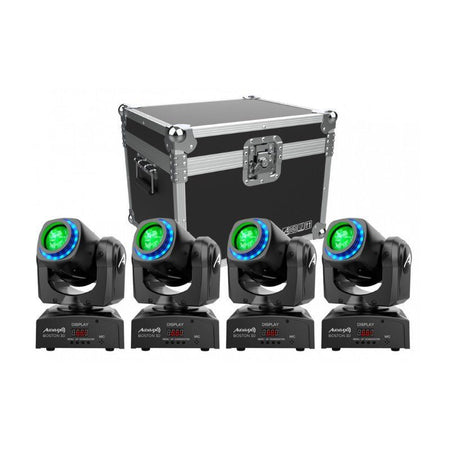 Audibax Kit 4 Boston 30 Ring + Flightcase - Cabezas Móviles Spot 30w Anillo LED + Flightcase - Tempo Shop