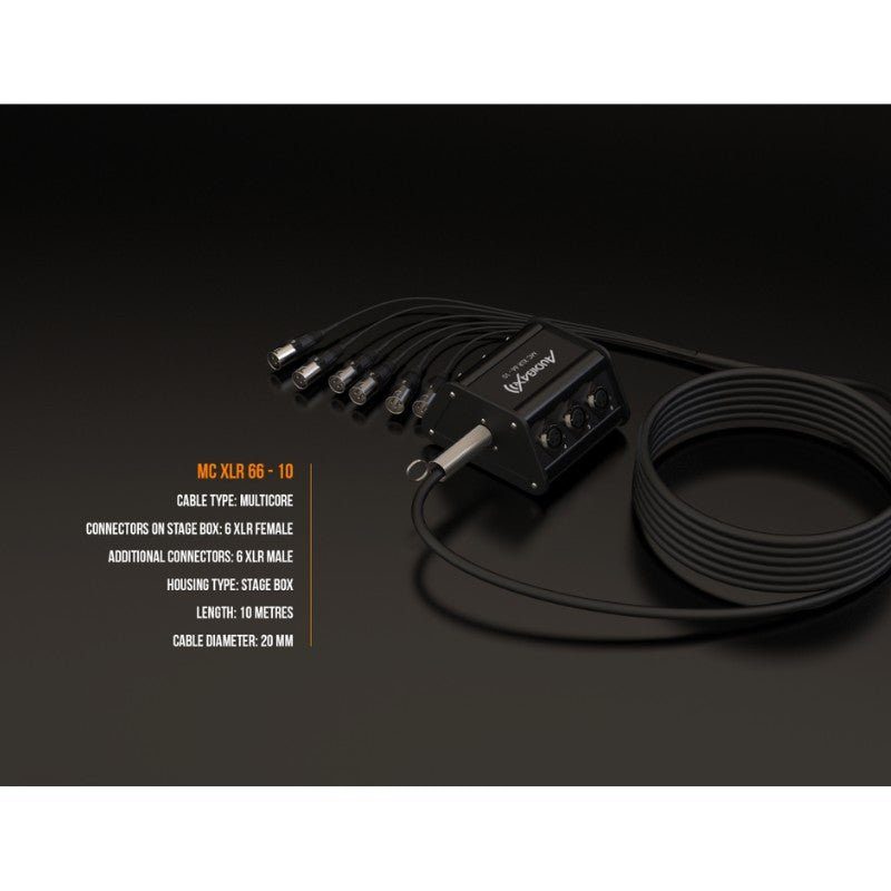 Audibax MC XLR 66 - 10 - Cajetín de Escenario 6 Entradas XLR 10m - Tempo Shop