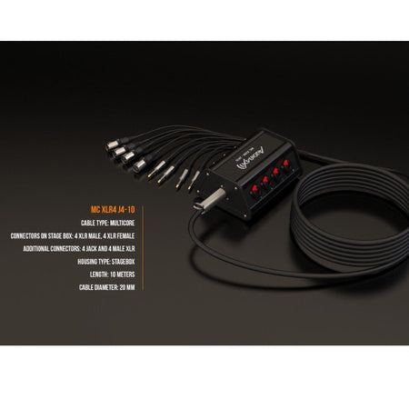 Audibax MC XLR4 J4 - Cajetín Escenario 4 XLR Entrada + 4 Jacks 10m - Tempo Shop