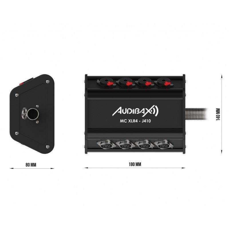Audibax MC XLR4 J4 - Cajetín Escenario 4 XLR Entrada + 4 Jacks 10m - Tempo Shop