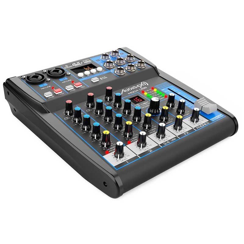 Audibax MG04 USB - Mesa Mezclas con 4 canales Bluetooth, MP3 , USB Rec y Efectos - Tempo Shop