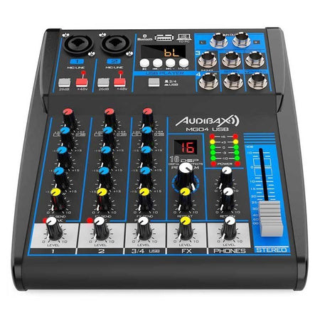Audibax MG04 USB - Mesa Mezclas con 4 canales Bluetooth, MP3 , USB Rec y Efectos - Tempo Shop