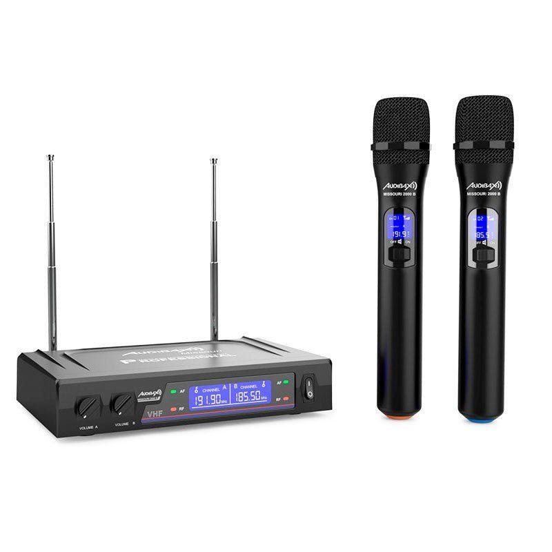 Audibax Missouri 2000 - Micrófono Doble Inalámbrico Mano VHF Rango B - Tempo Shop