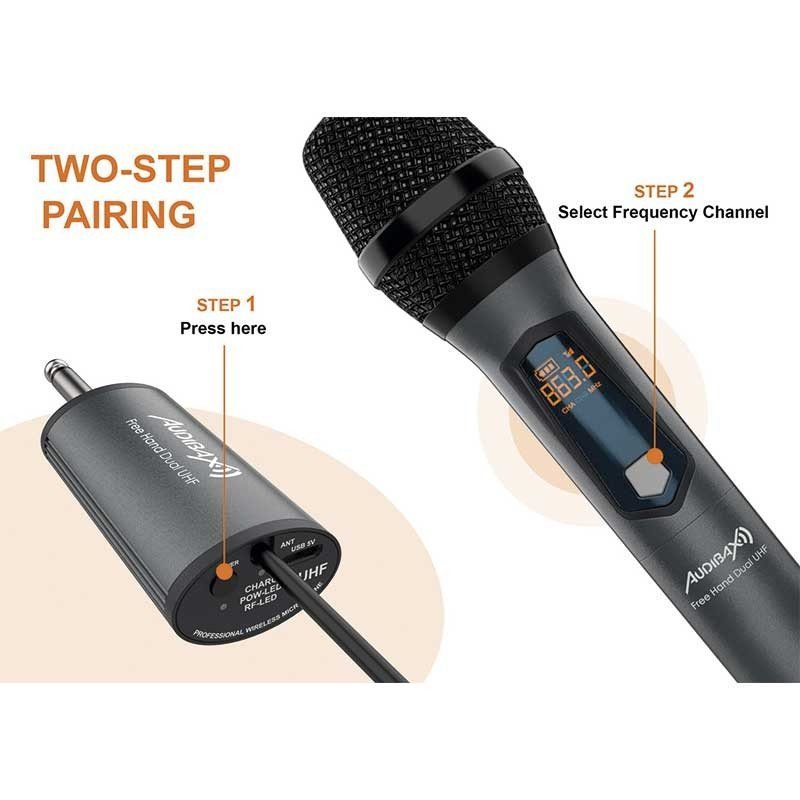Audibax Missouri Free Hand Dual UHF - Sistema de Micrófono Dinámico con Receptor Recargable - Tempo Shop