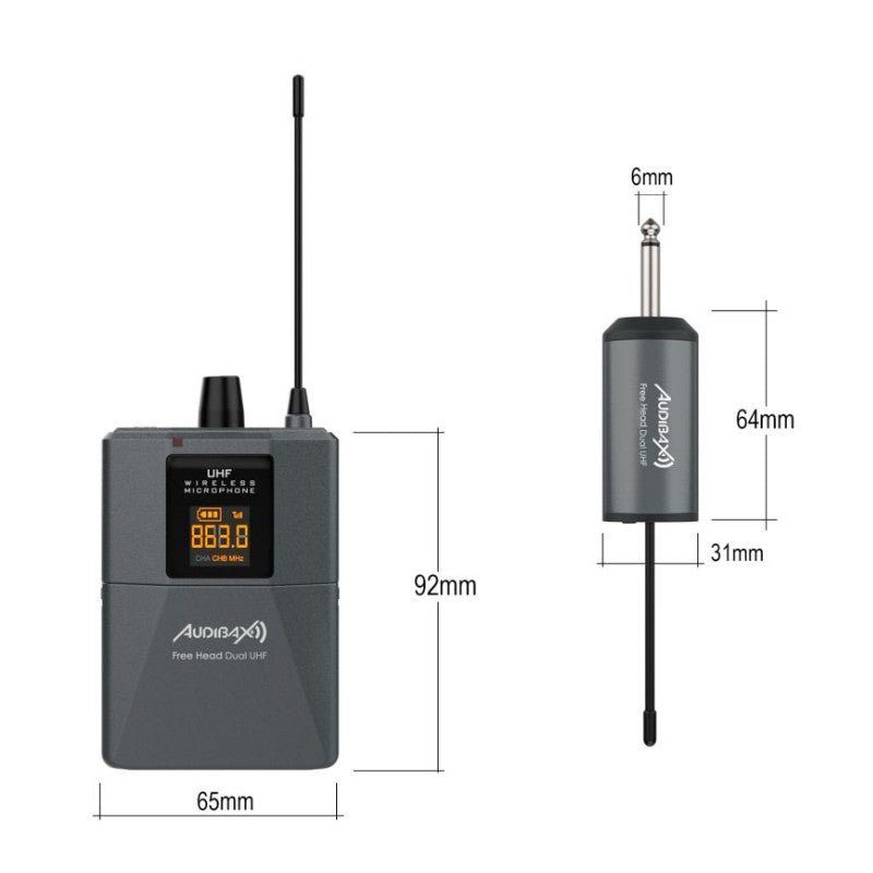 Audibax Missouri Free Head Dual UHF - Sistema de Micrófono de diadema con Receptor Recargable - Tempo Shop