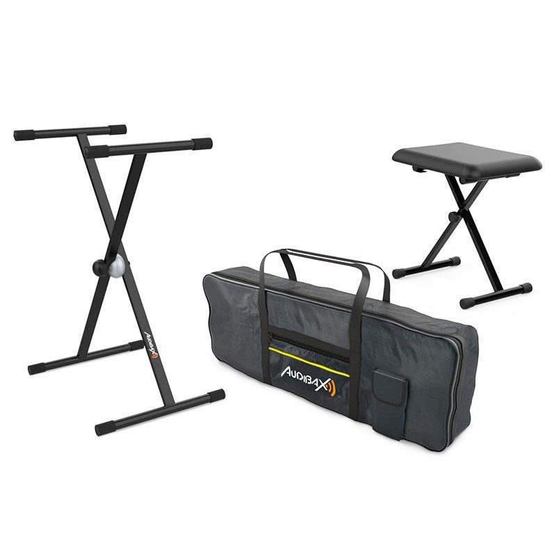Audibax Onyx - Pack de Soporte Teclado / Piano + Banqueta + Funda Teclado 61 Teclas - Tempo Shop