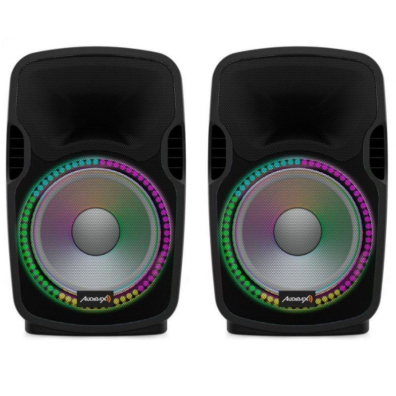 Audibax Party 212 - Led Set 2 Altavoces 12" PRO 1000W Pico + Soportes + Cableado + Micrófono - Tempo Shop