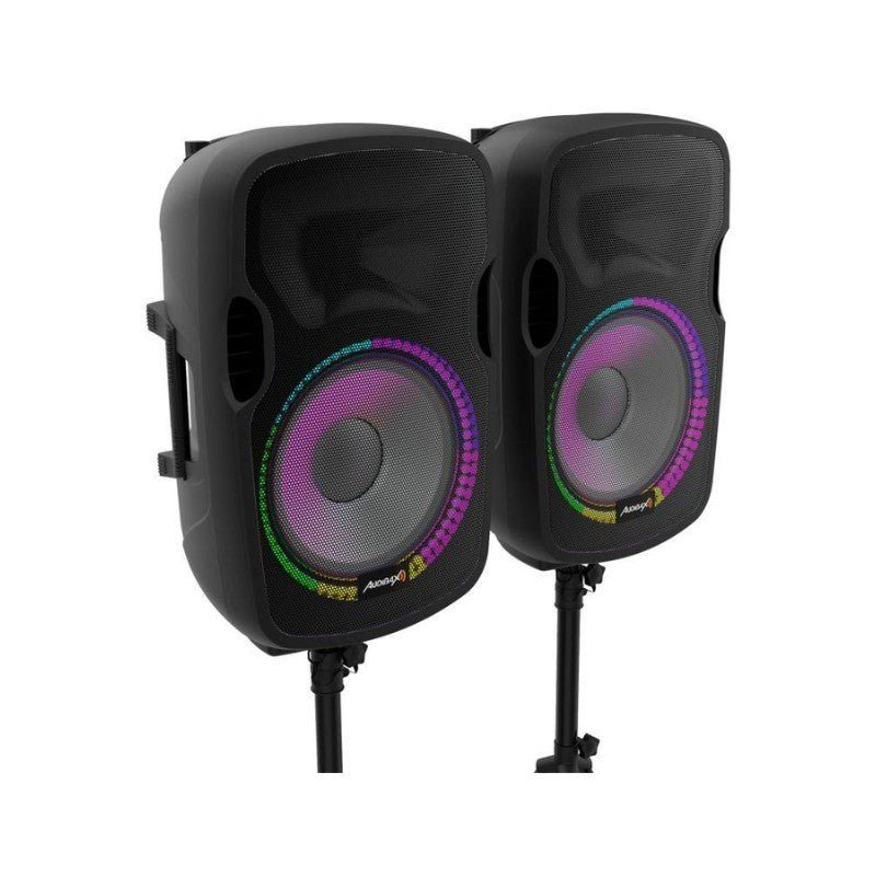 Audibax Party 212 - Led Set 2 Altavoces 12" PRO 1000W Pico + Soportes + Cableado + Micrófono - Tempo Shop