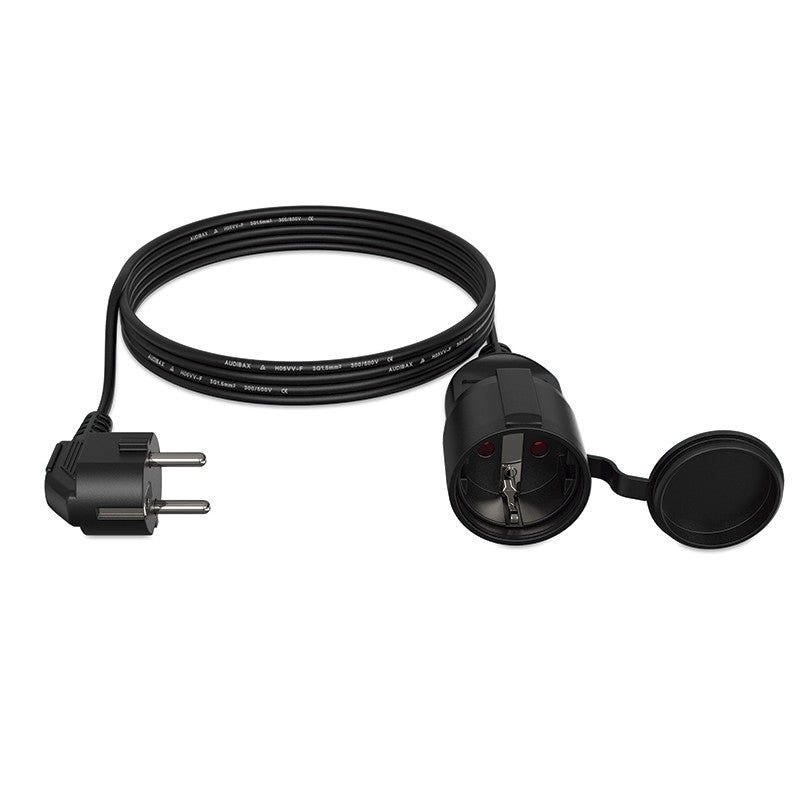 Audibax PCE1000-15 - Extensión de cable de corriente de 10 metros con conectores Schuko