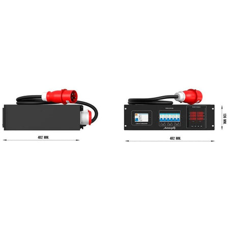 Audibax PD32-6-16-32 - Distribuidor de corriente trifásica en rack con 6 salidas Schuko y Link CEE 32A - Tempo Shop