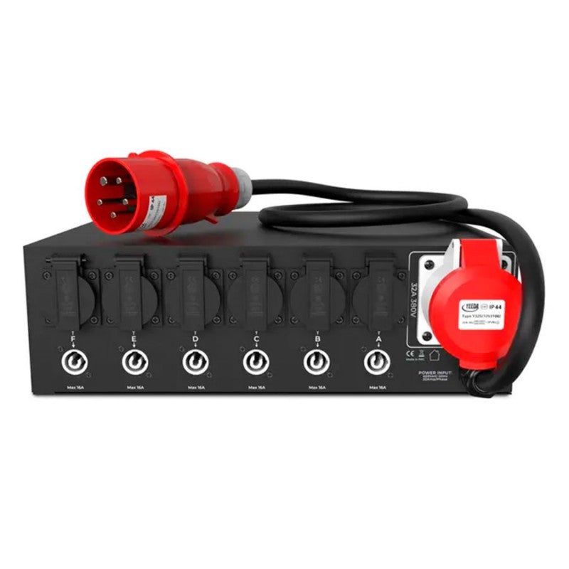 Audibax PD32D-6SC-PW-32 - Distribuidor de Alimentación Profesional de 13 Salidas (Schuko, PowerCON y Link) para Rack 3U - Tem