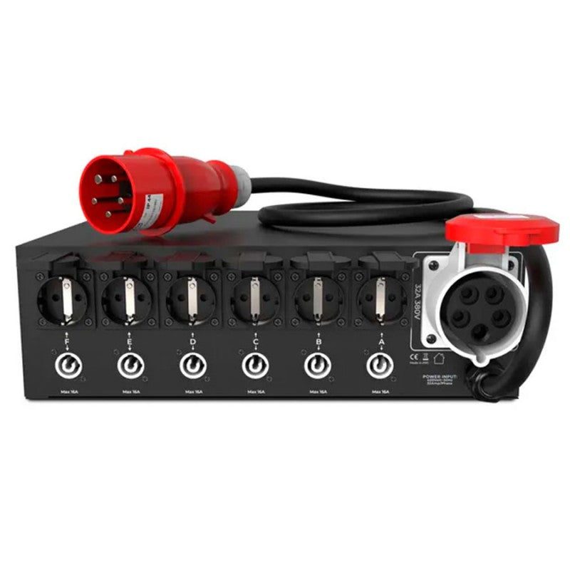 Audibax PD32D-6SC-PW-32 - Distribuidor de Alimentación Profesional de 13 Salidas (Schuko, PowerCON y Link) para Rack 3U - Tem