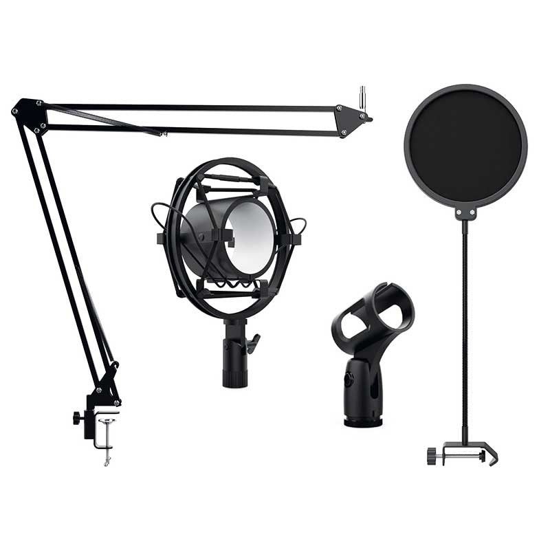Audibax Podcast Studio - Kit Soporte Micrófono + Araña + Anti - Pop - Tempo Shop