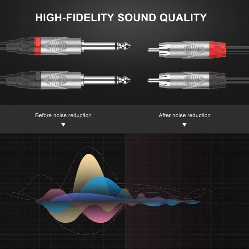 Audibax Pro 10116231 - Cable 2 Jack Mono a 2 RCA 3m Negro - Tempo Shop