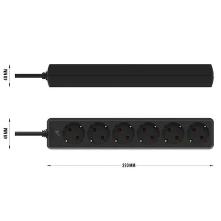 Audibax PS6-150-15 - Regleta de 6 Tomas Schuko con Cable de 1,5 Metros - Tempo Shop