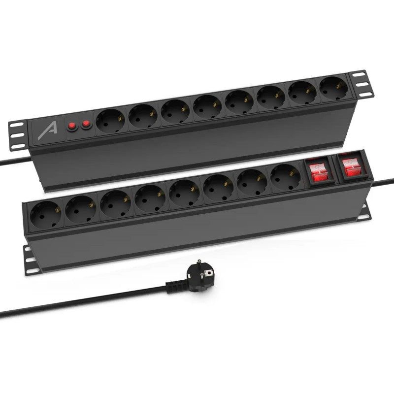 Audibax PSR16-2SF - Regleta Profesional de 16 Tomas Schuko para Armario Rack 19"