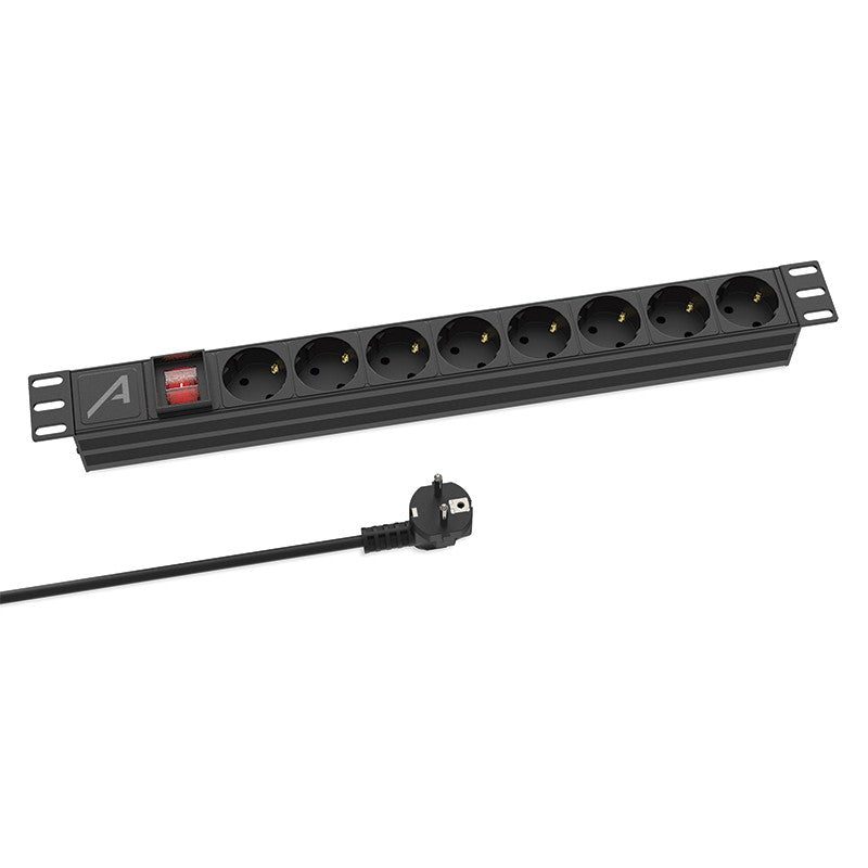 Audibax PSR8-PwC - Regleta Profesional de 8 Tomas Schuko para Rack 19" 1U con Power Twist